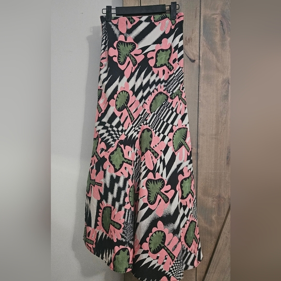 UNTITLED IN MOTION Lelaki Midi Skirt Boho Mushroom Print. Pink/green Multi. SM - Picture 15 of 16